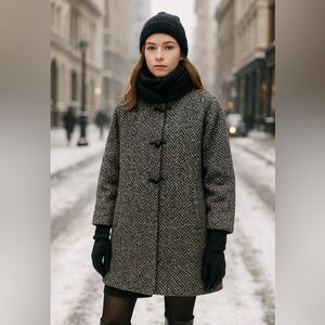 Vintage NYO New York Girl Wool Blend Coat ILGWU Made in USA Size 14 Tweed